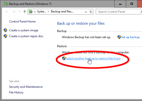 Restore a Windows 7 backup in Windows 10 - photo 03